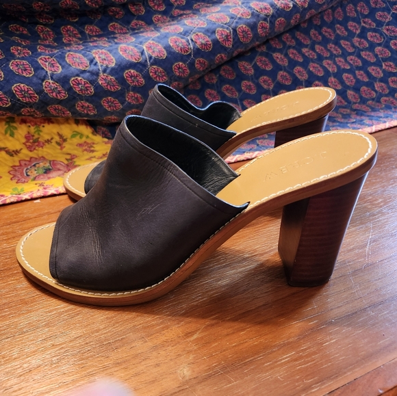 J Crew Navy Leather Slide Sandals - Picture 6 of 9